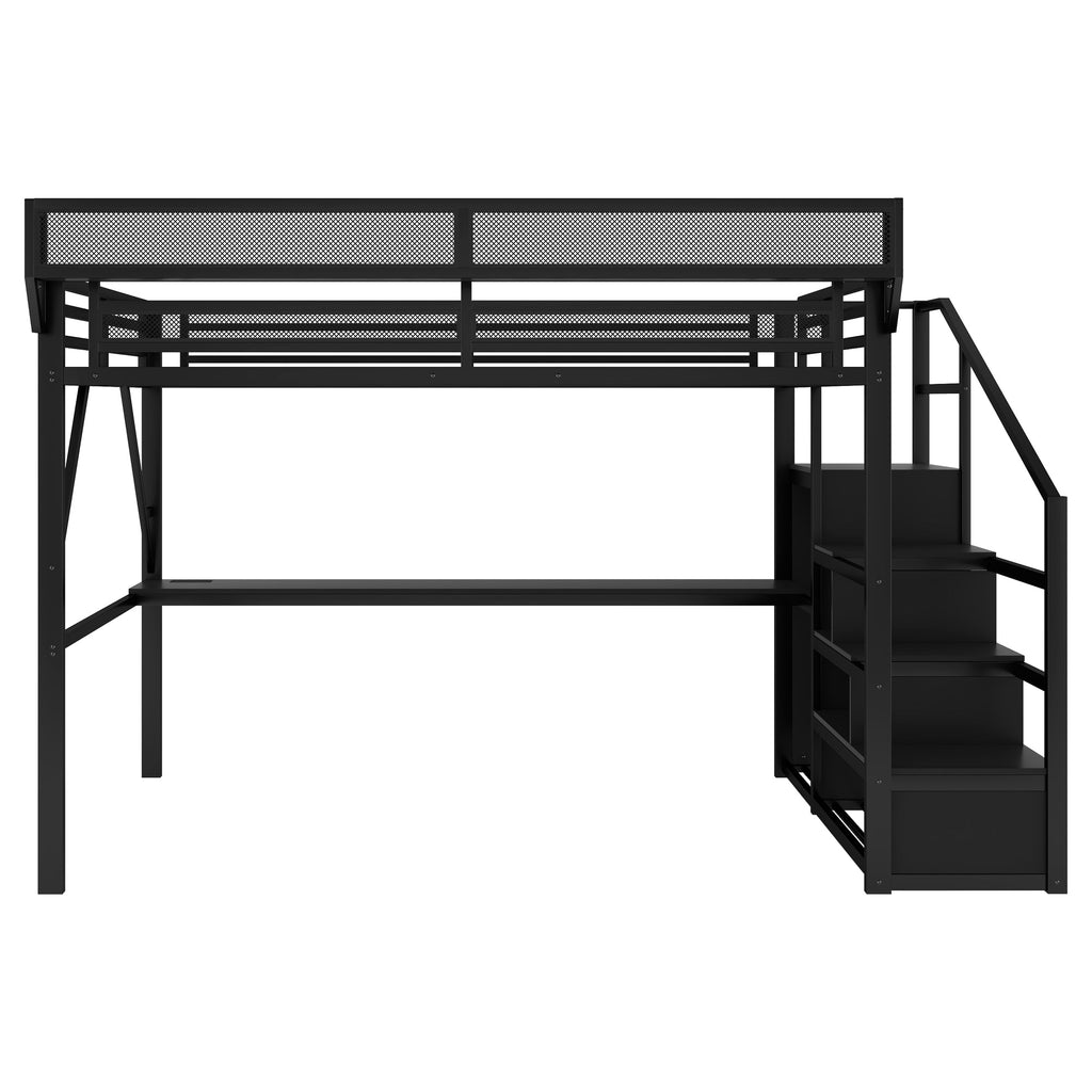 Full Loft Bed with Desk and Charging Station