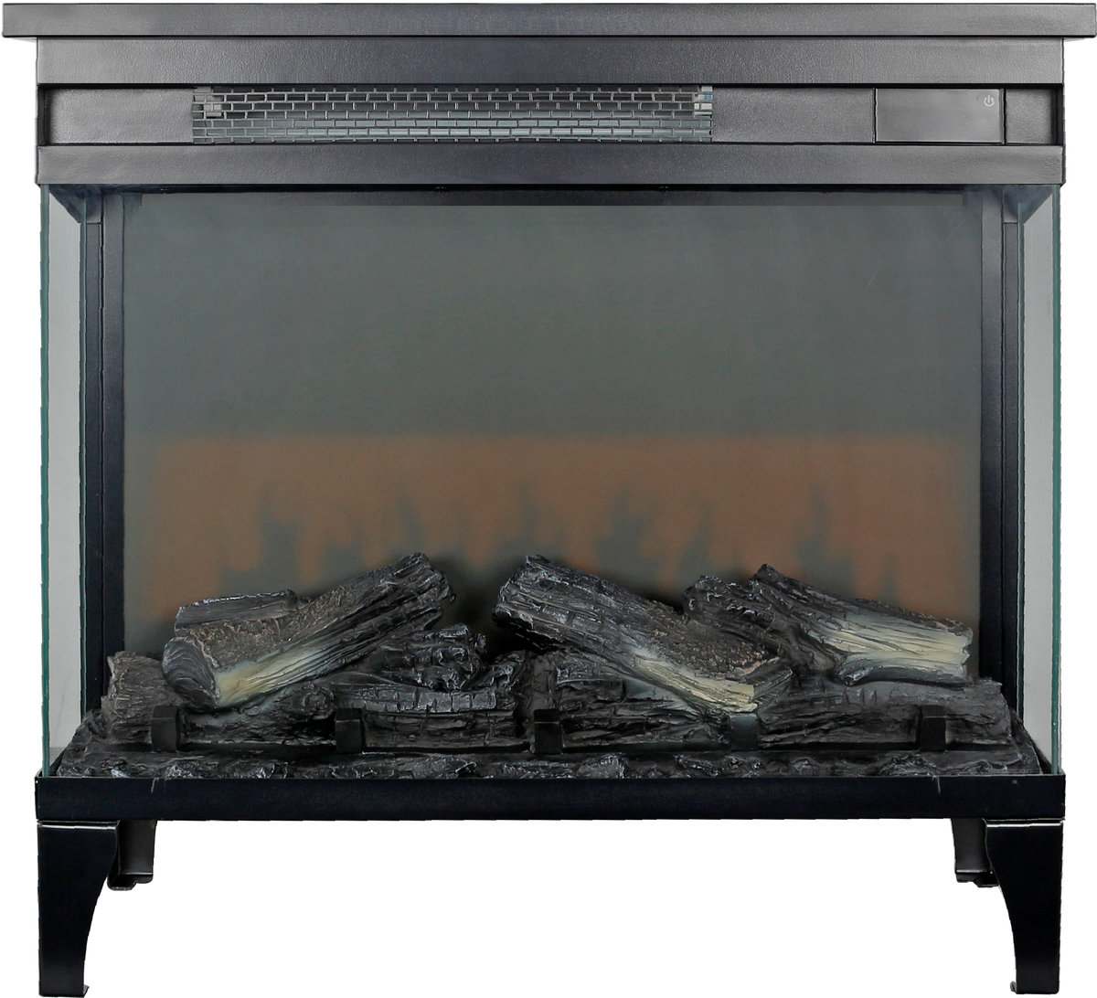 24 Inch Three Sided Glass Electric Fireplace with Feet