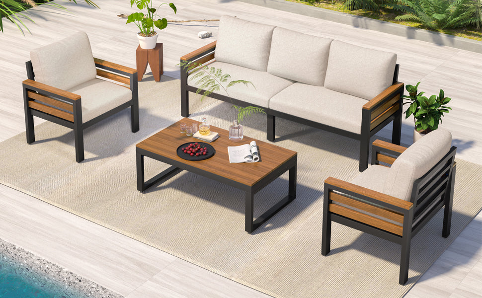 GO 4-Piece Outdoor Furniture Sofa Set for 5 People