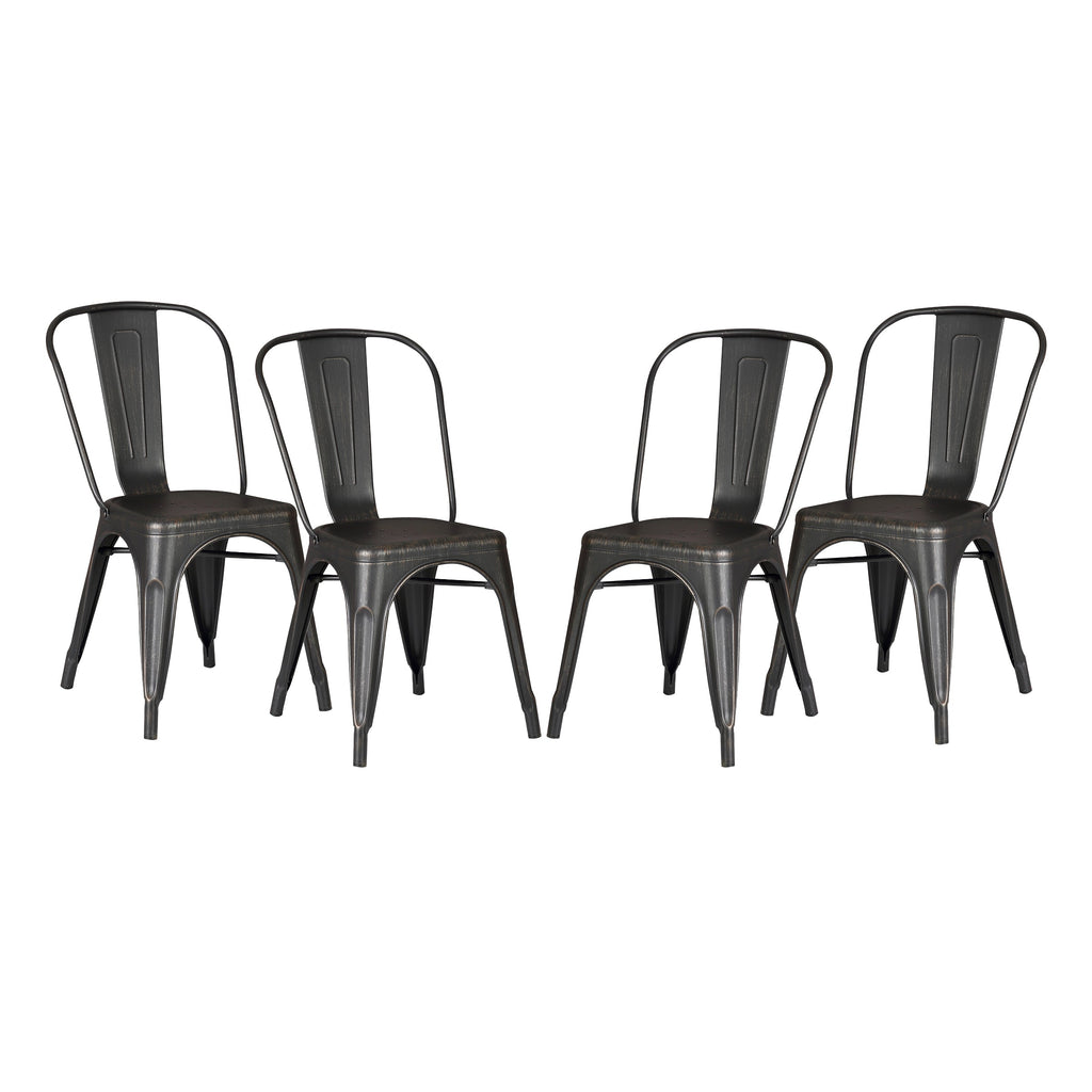 Set of 4 Stackable Metal Dining Chairs