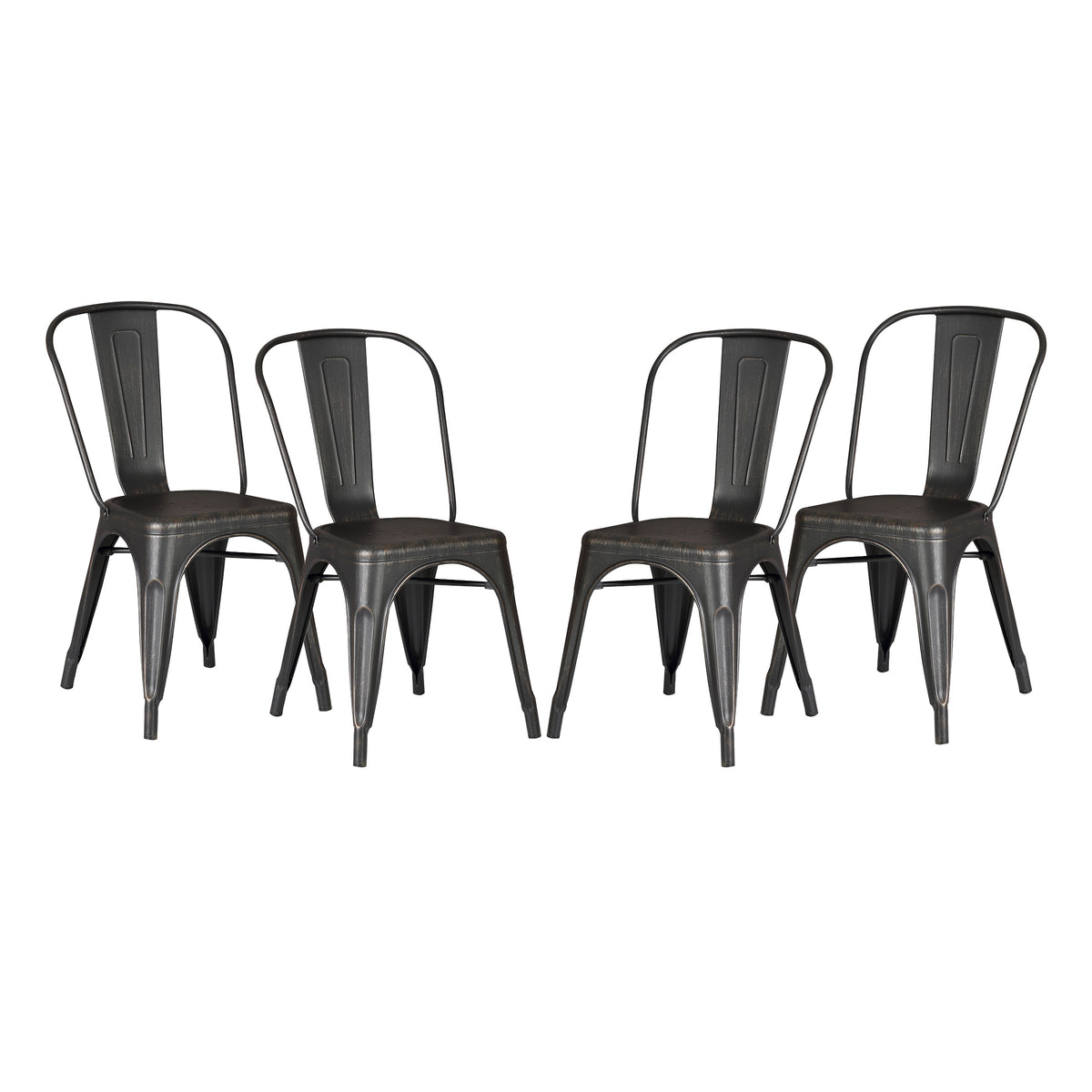Set of 4 Stackable Metal Dining Chairs