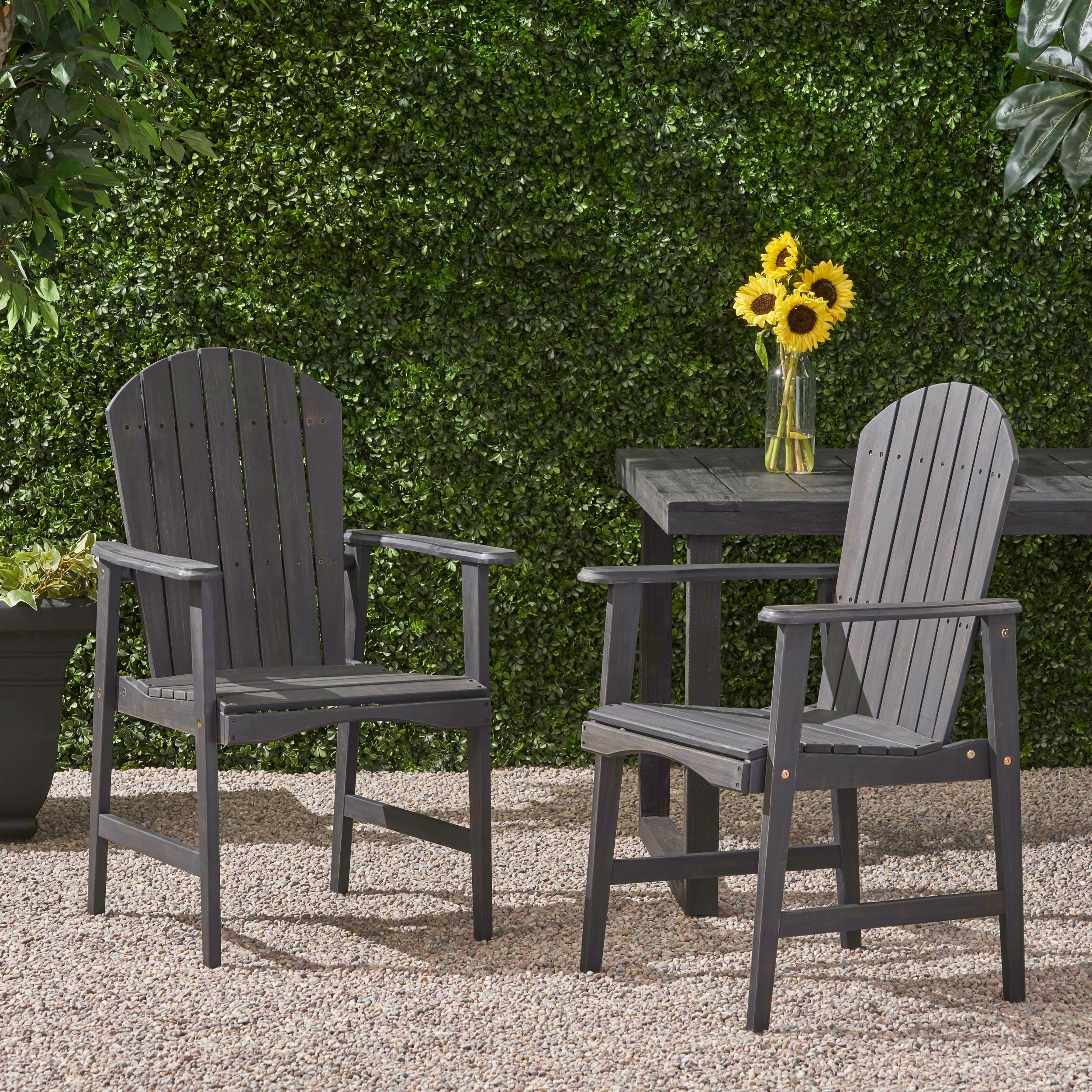 Outdoor Weather Resistant Acacia Wood Adirondack Dining Chairs
