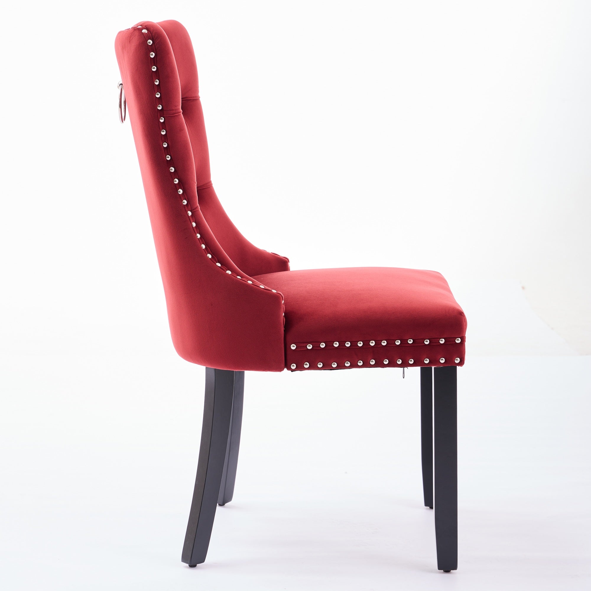 Classic Velvet Dining Chairs - Set of 2 in Burgundy