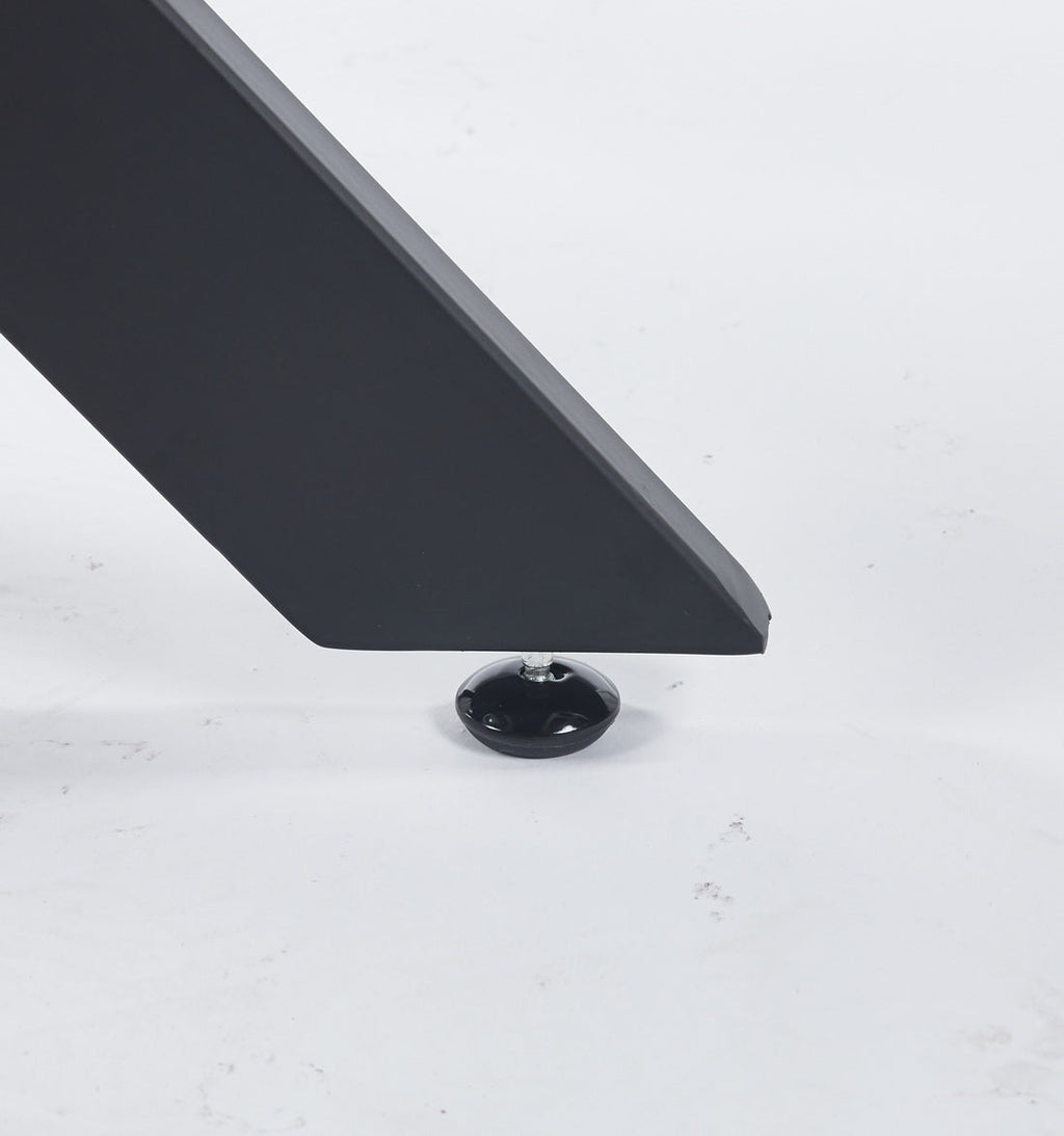 Black Dining Table with Cross Metal Leg and Tempered Glass