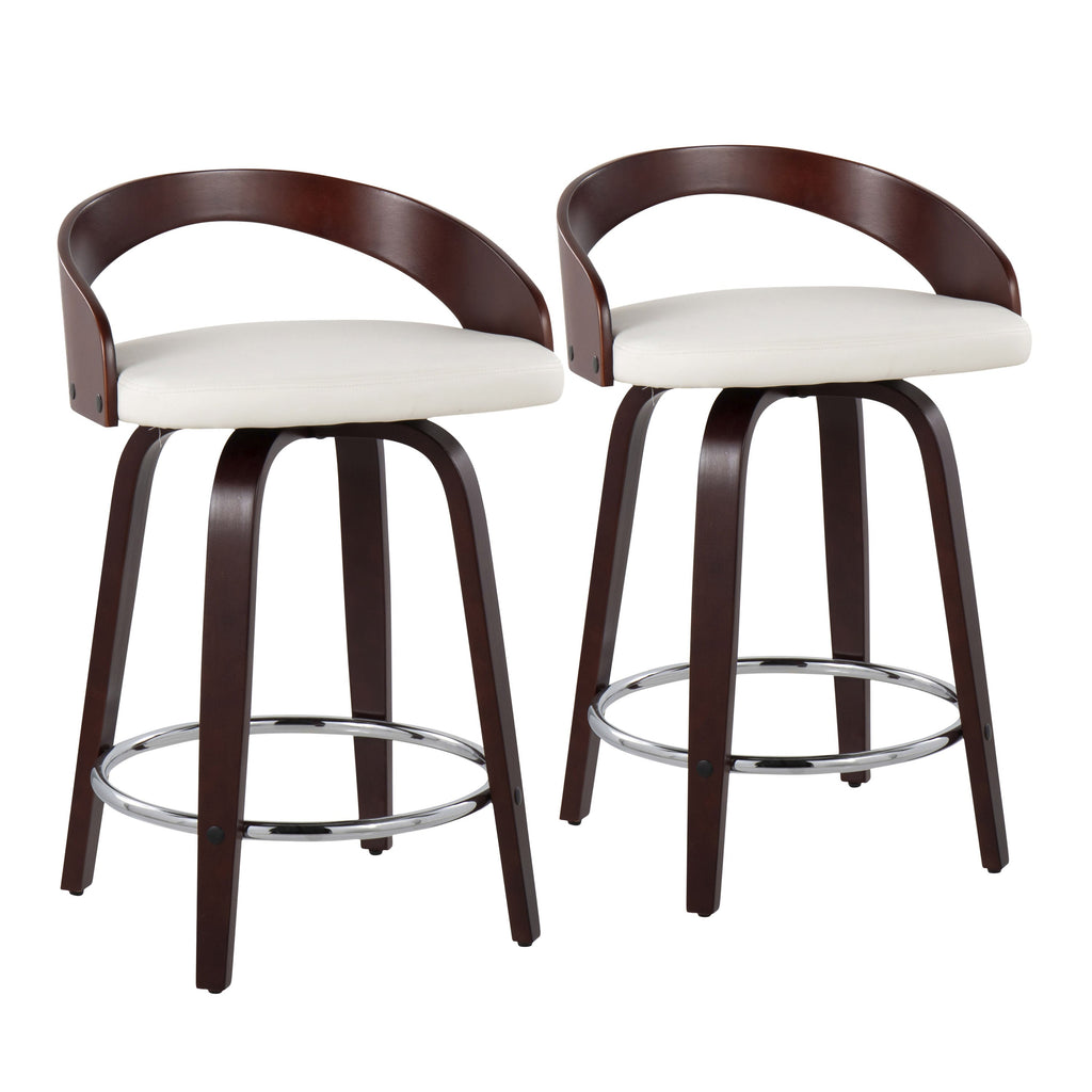 Mid-Century Modern Counter Stool with Swivel in Cherry