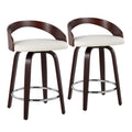 Mid-Century Modern Counter Stool with Swivel in Cherry
