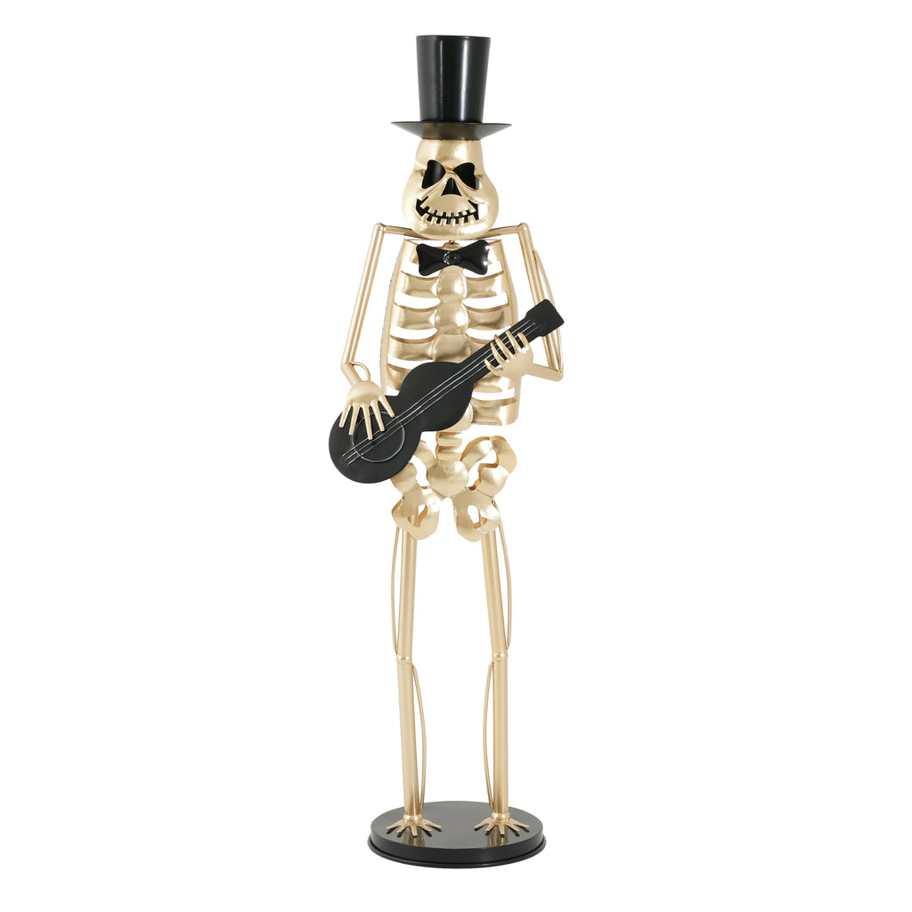 Metal Skeleton Musician Statue