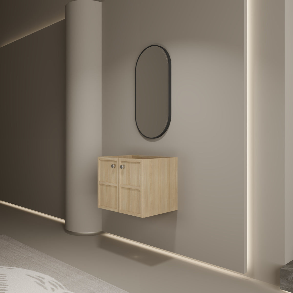 24" Wall-Mounted Bathroom Vanity, 2-Soft Closing Door