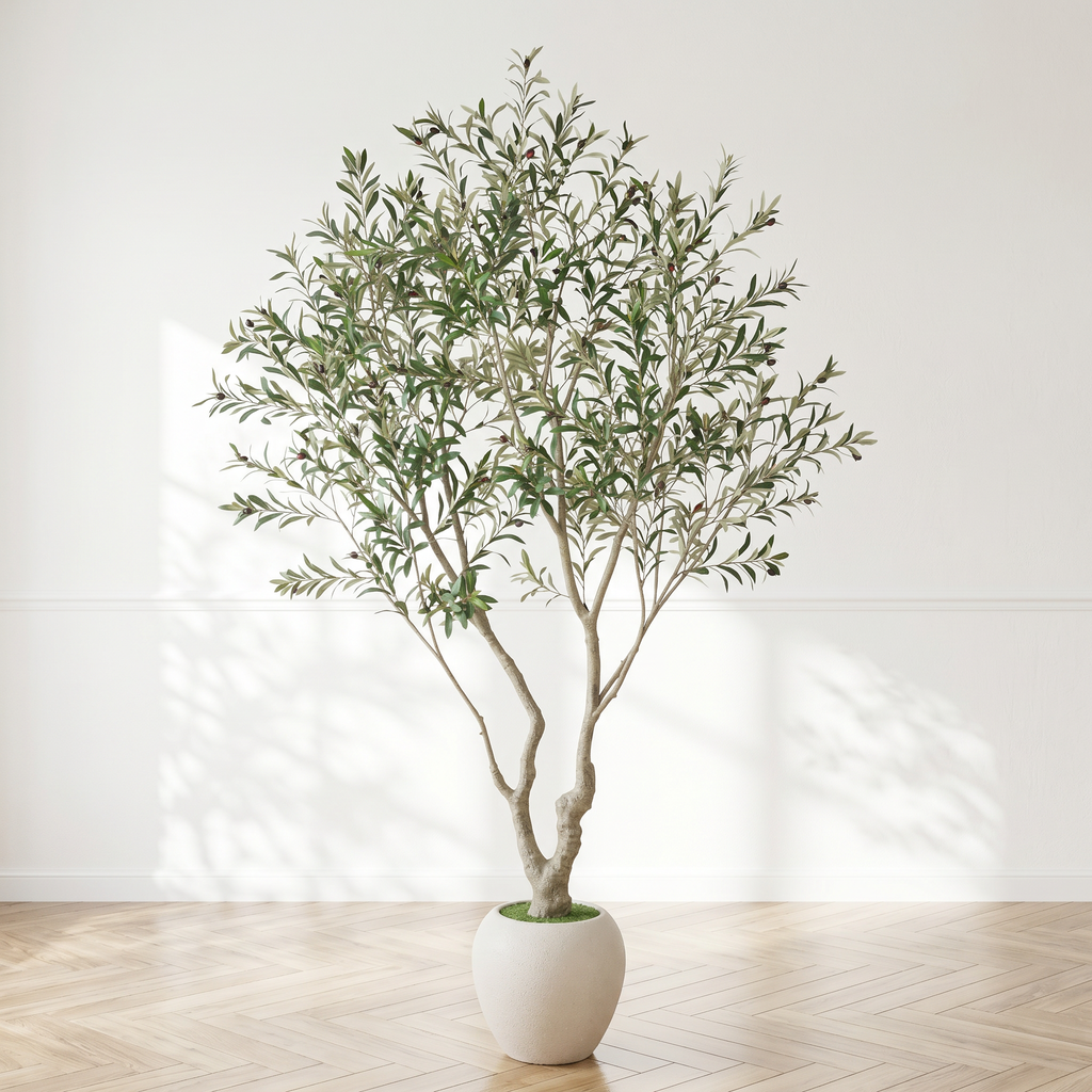 8FT Artificial Olive Tree With Decorative Planter