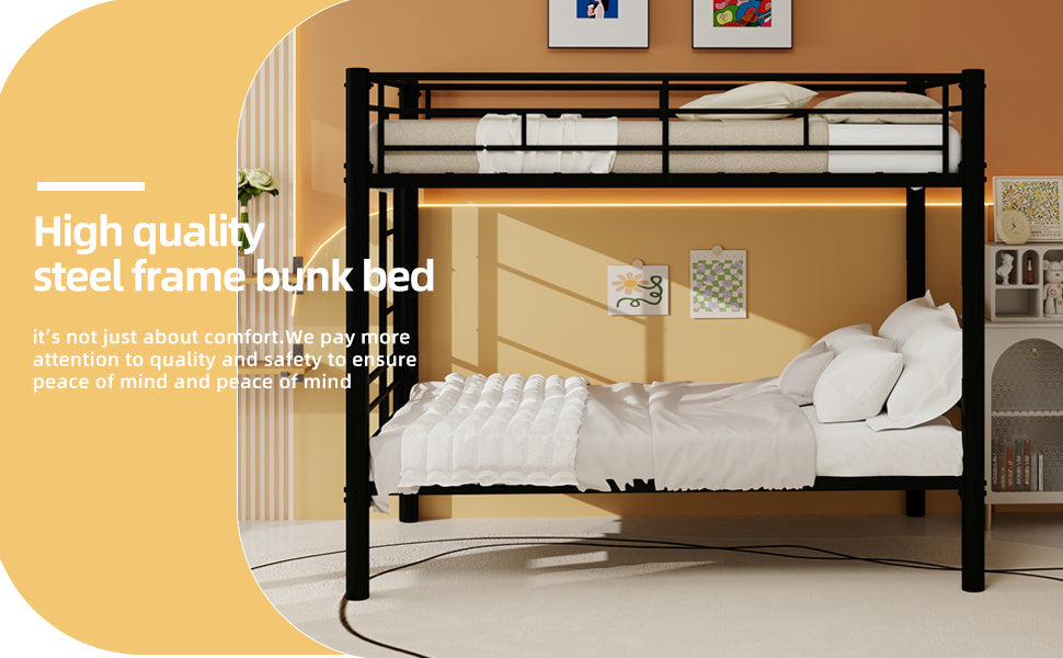 Twin Over Twin Metal Bunk Bed for Kids