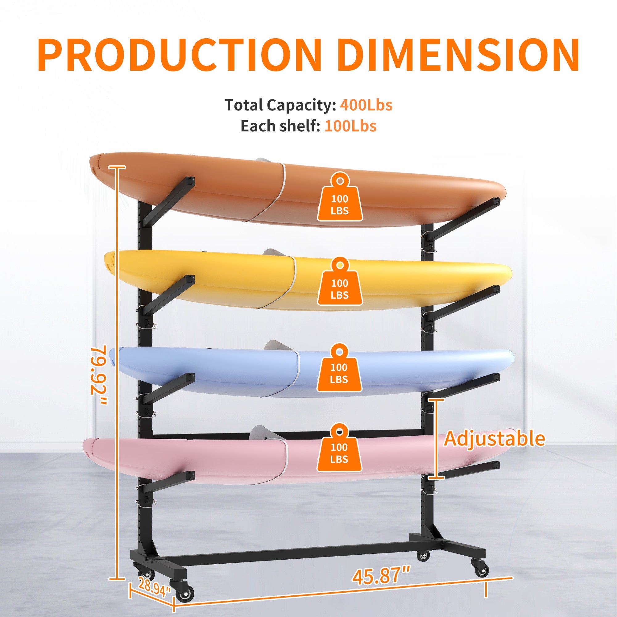 80''H Freestanding Kayak Storage Rack