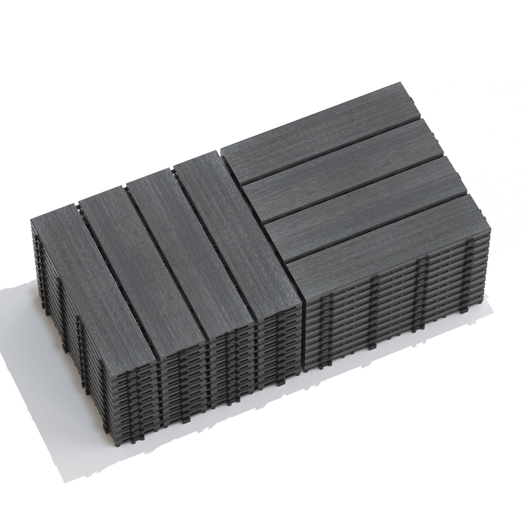 WPC Wood-Plastic Composite Patio Floor Tiles - Pack of 22