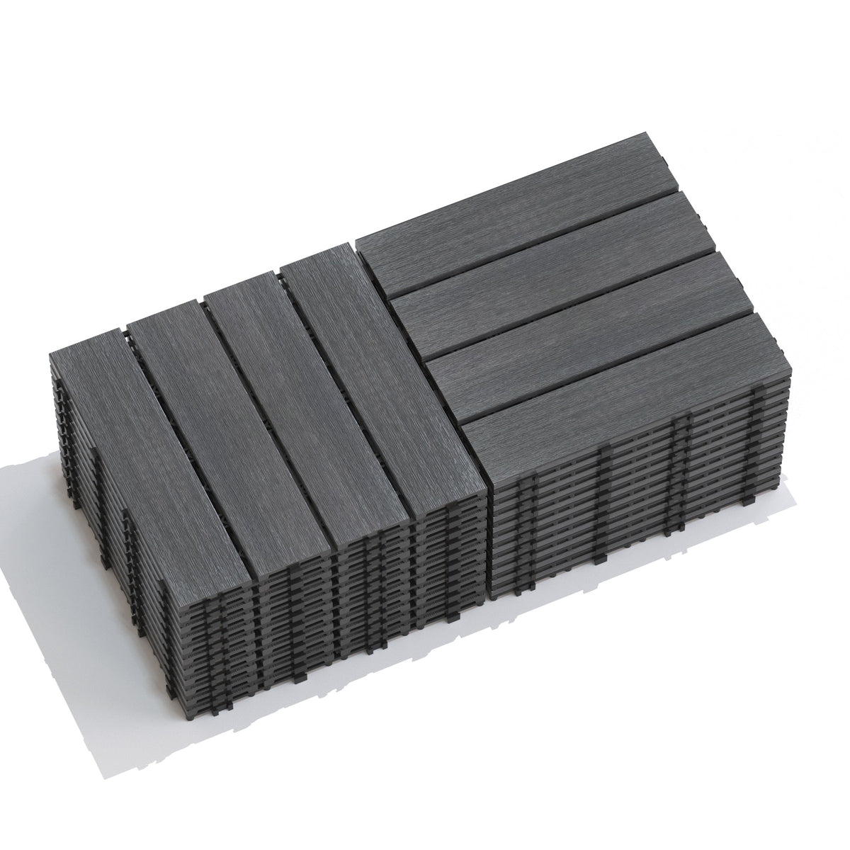 WPC Wood-Plastic Composite Patio Floor Tiles - Pack of 22