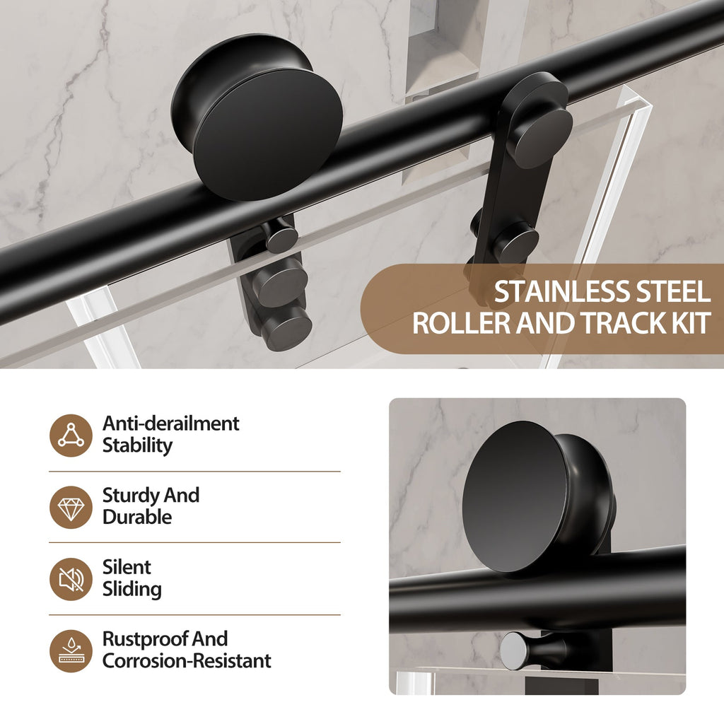 Matte Frameless Sliding Shower Door 56"-60" W x 75" H