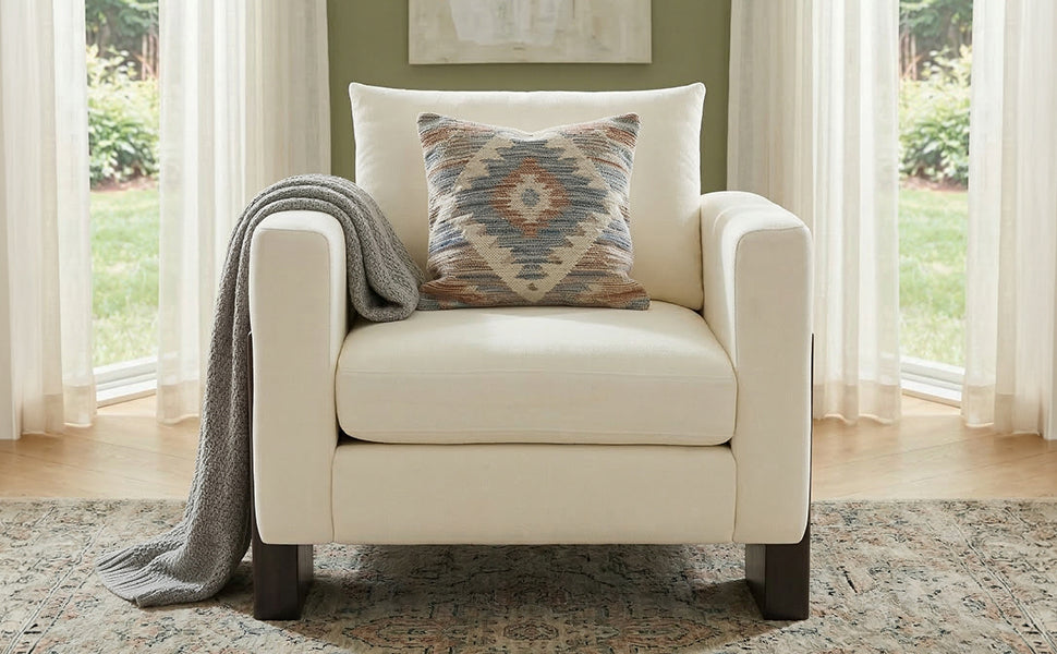Modern Accent Chair with Rubberwood Legs