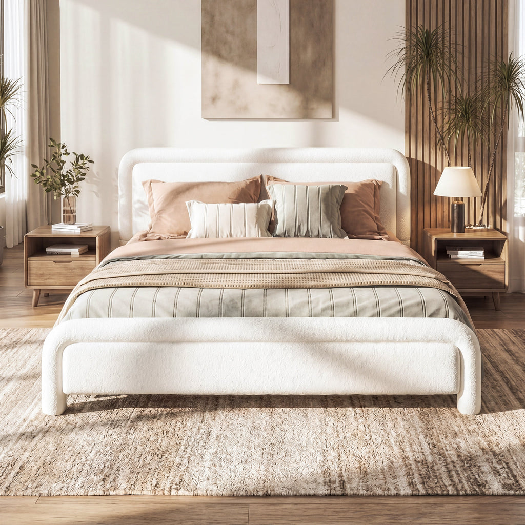 Queen Size Upholstered Platform Bed Frame