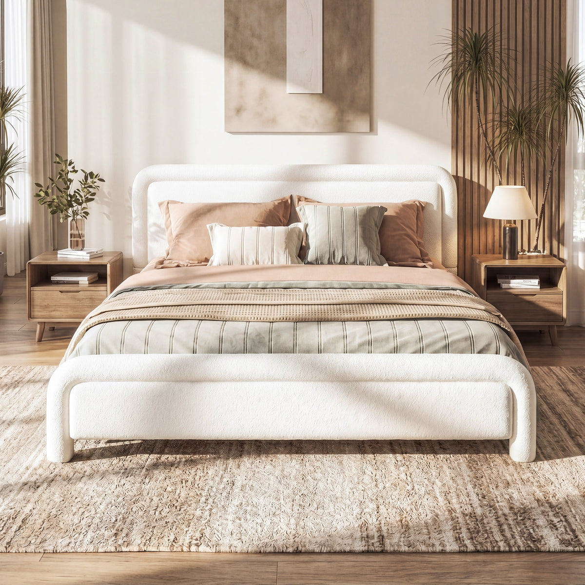 Queen Size Upholstered Platform Bed Frame