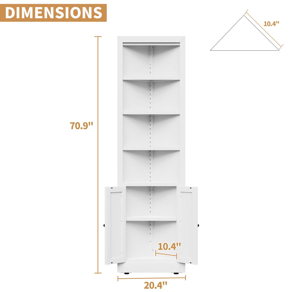 71" Tall Corner Storage Cabinet