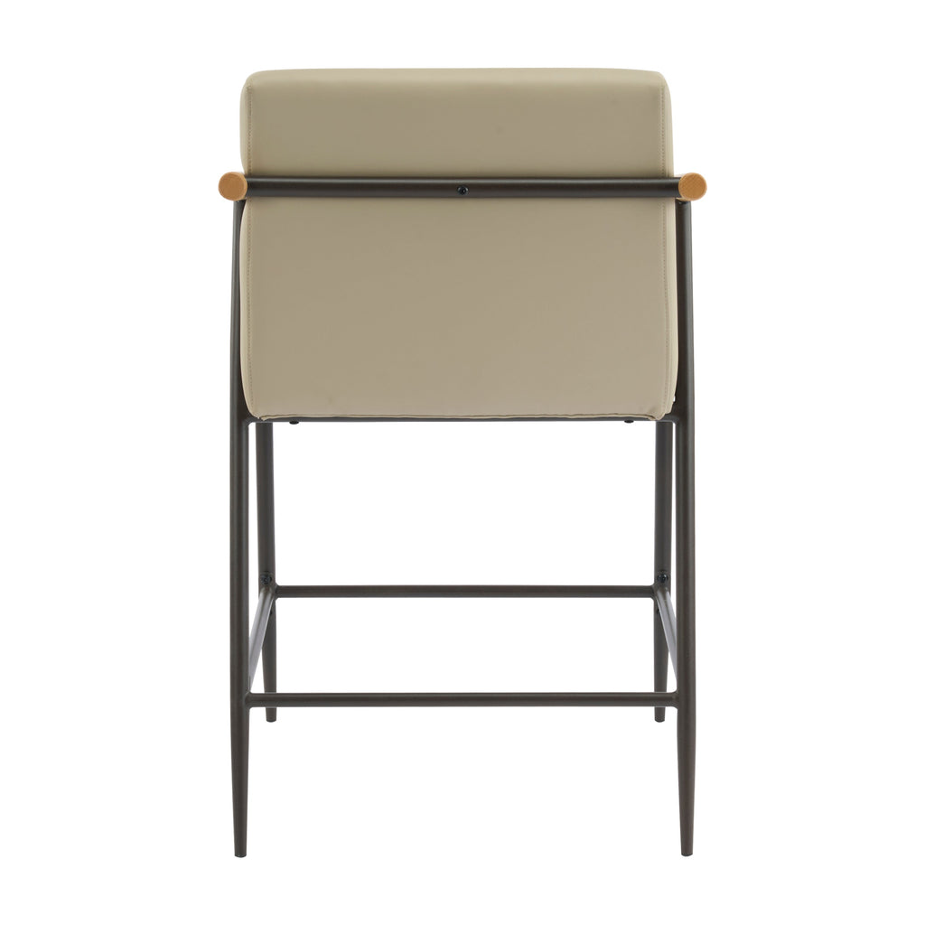 Counter Stool with Iron Frame - Set of 2 - Espresso + Khaki