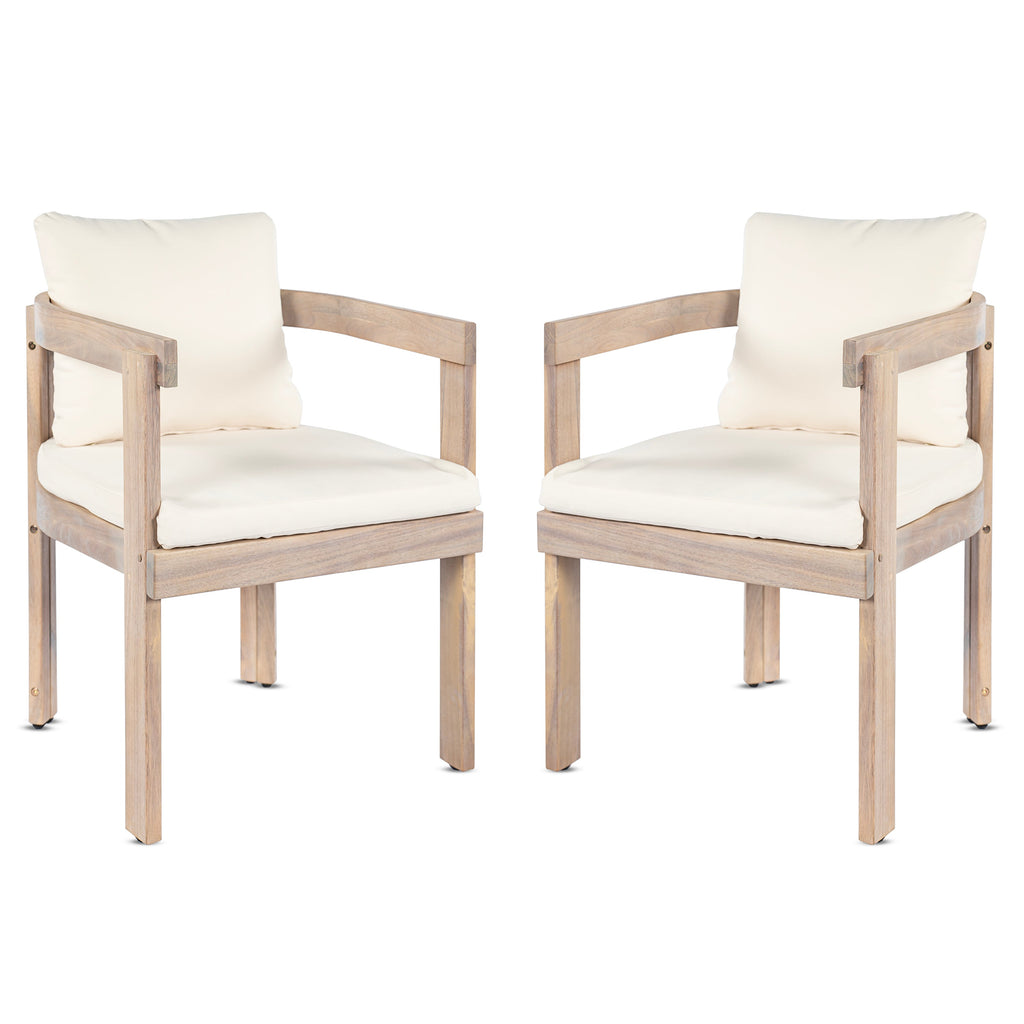 Acacia Wood Dining Chairs Set of 2, Armchairs with