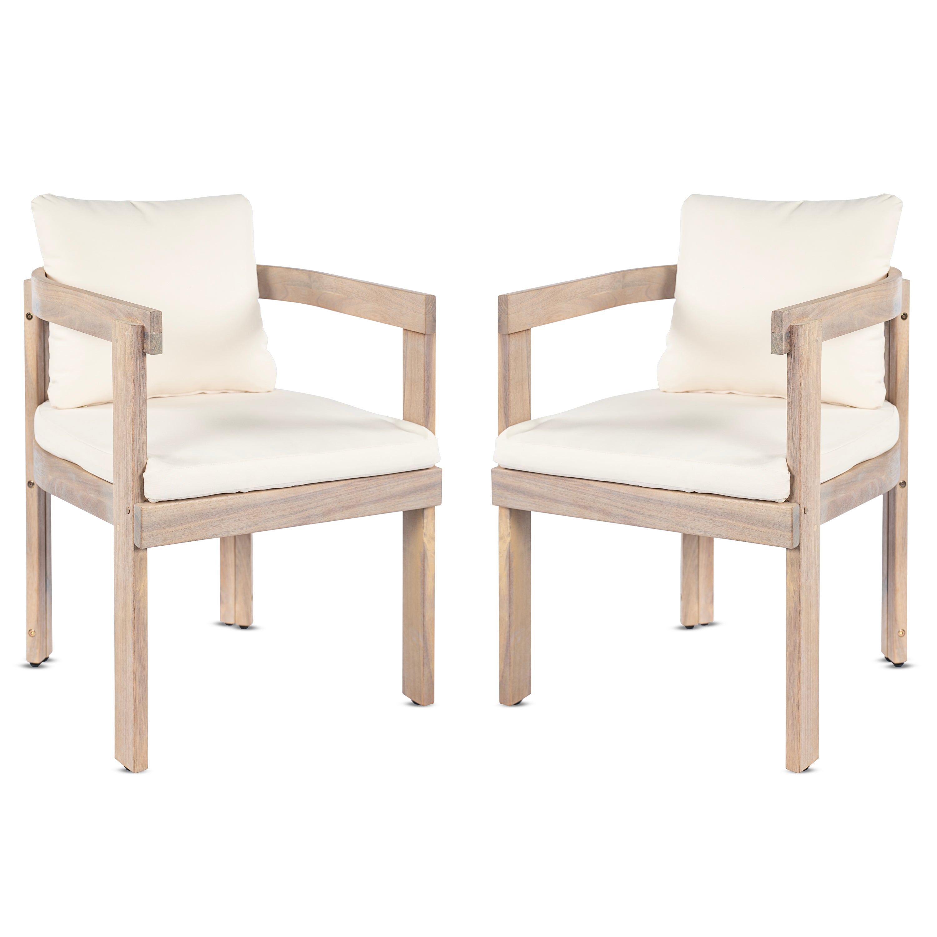 Acacia Wood Dining Chairs Set of 2, Armchairs with
