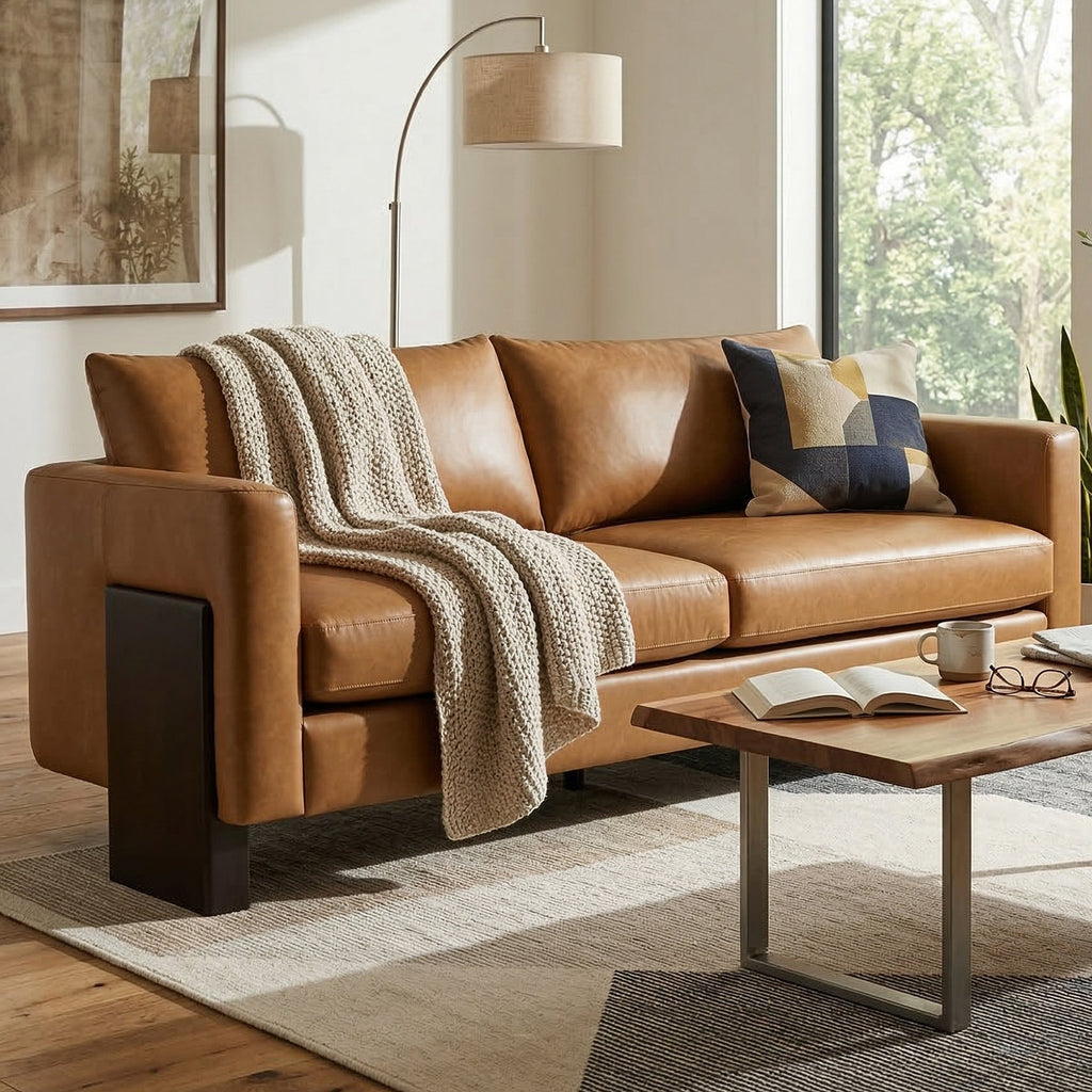 Modern 3-Seater Sofa with Rubberwood Legs