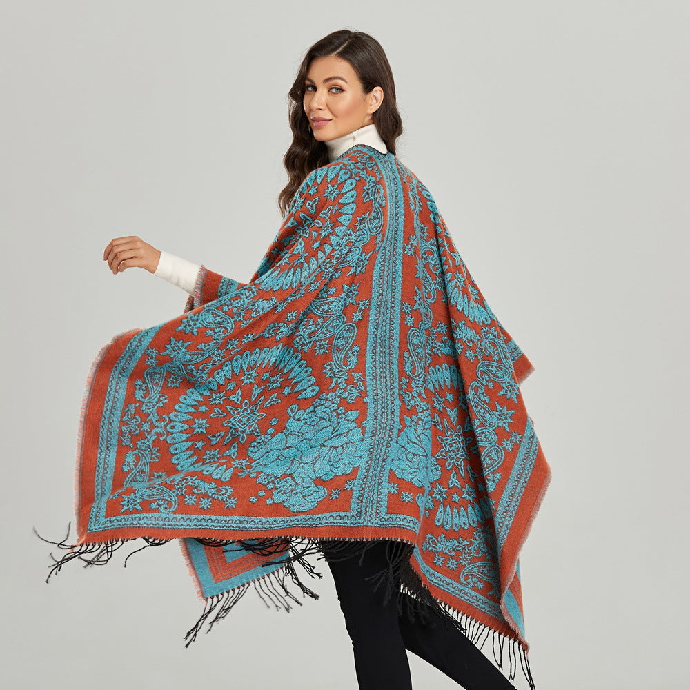 Tasseled Thickened Warm Faux-cashmere Shawl