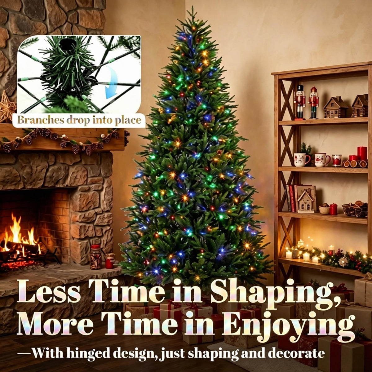 7.5-Foot Hinged Nordmann Fir Prelit Christmas Tree