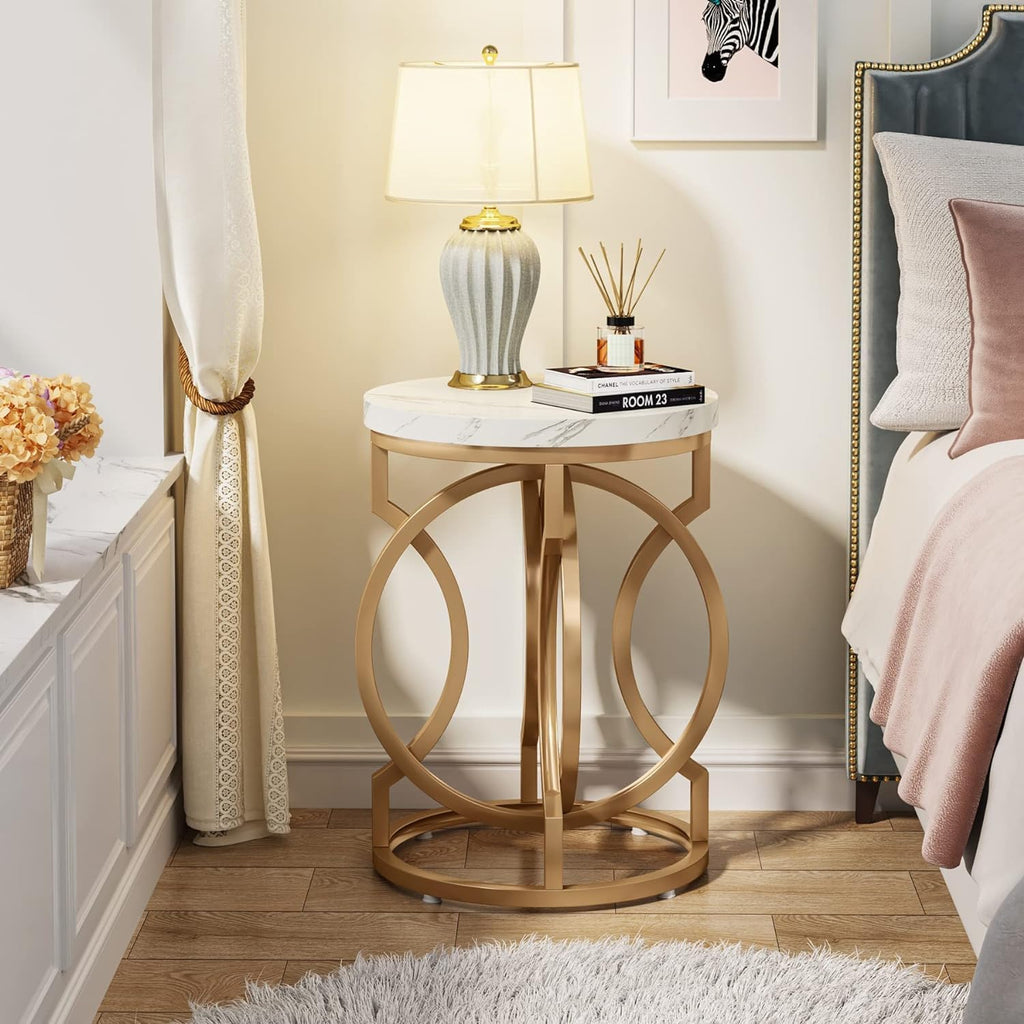 20” Round End Table with Faux Marble Top