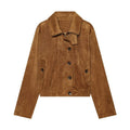 Womens Retro Stand-collar Elastic-waist Jacket Coat