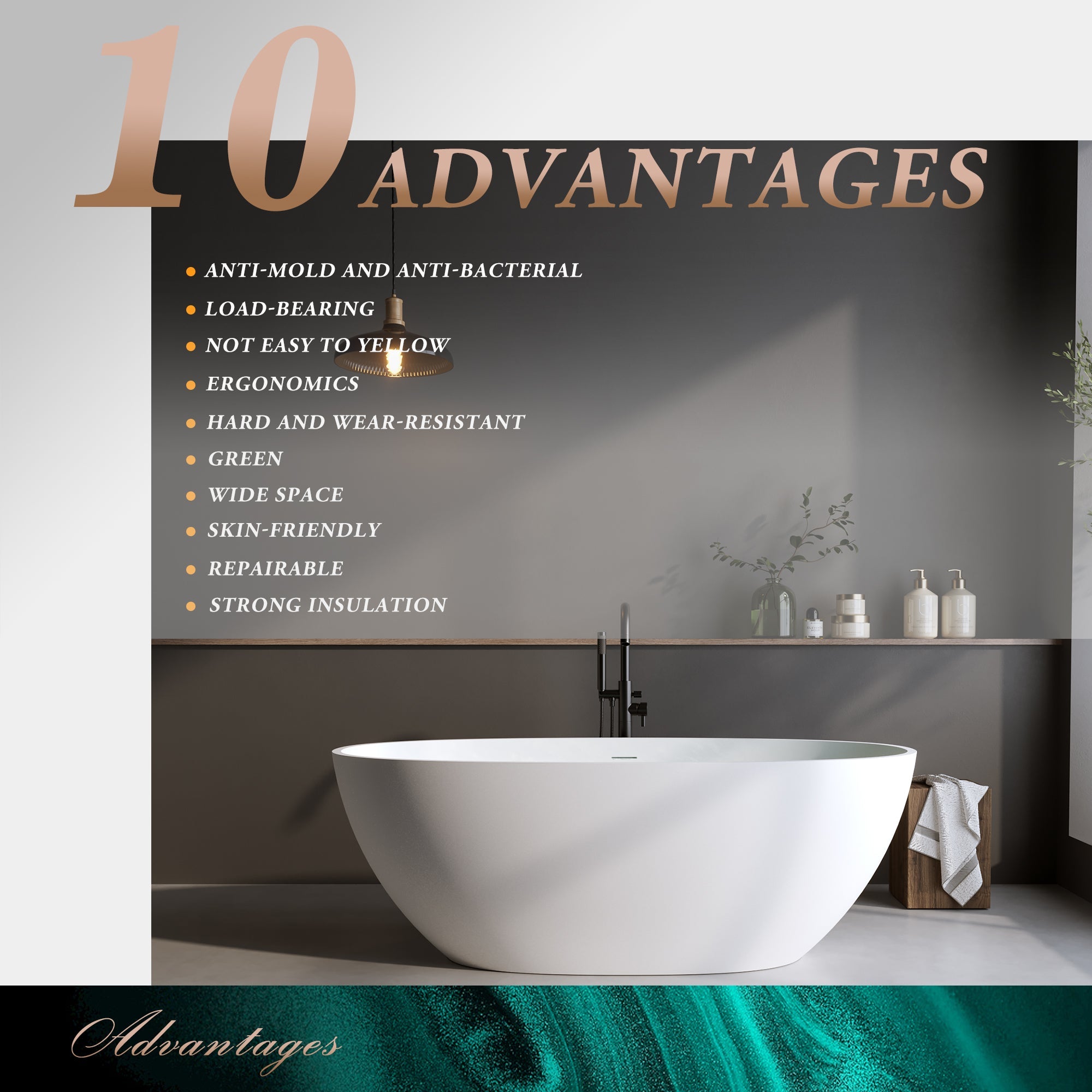59" Solid Surface Matte Tub