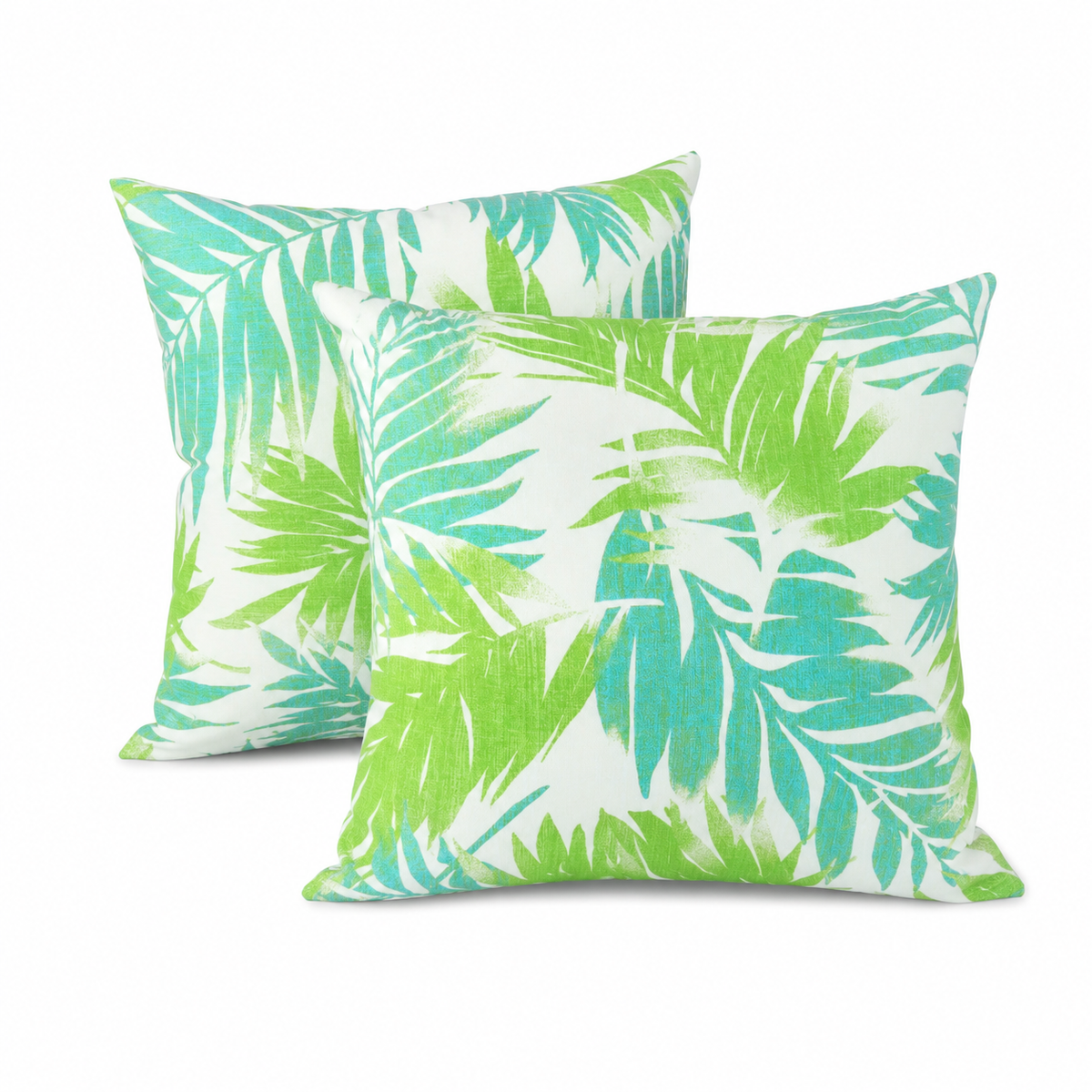 2 Pack Outdoor Pillow Covers - Tropical Palm Aqua