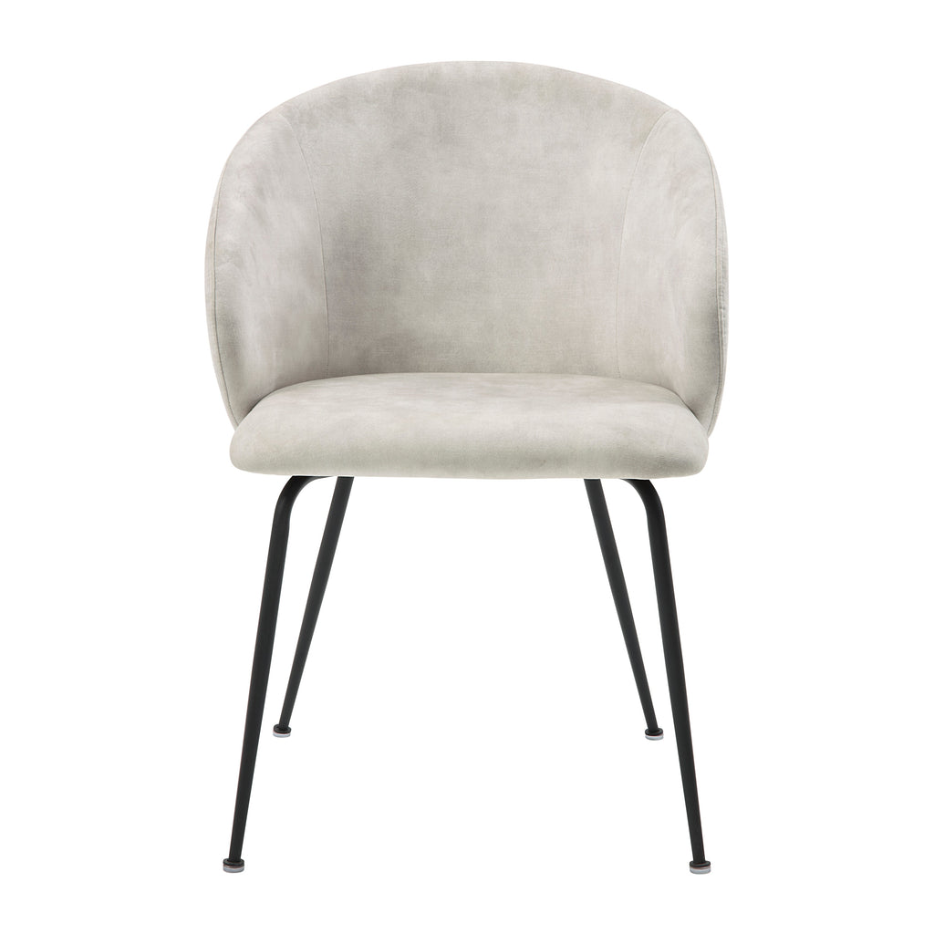 Beige Velvet Fabric Upholstery Side Chairs 2pc Set