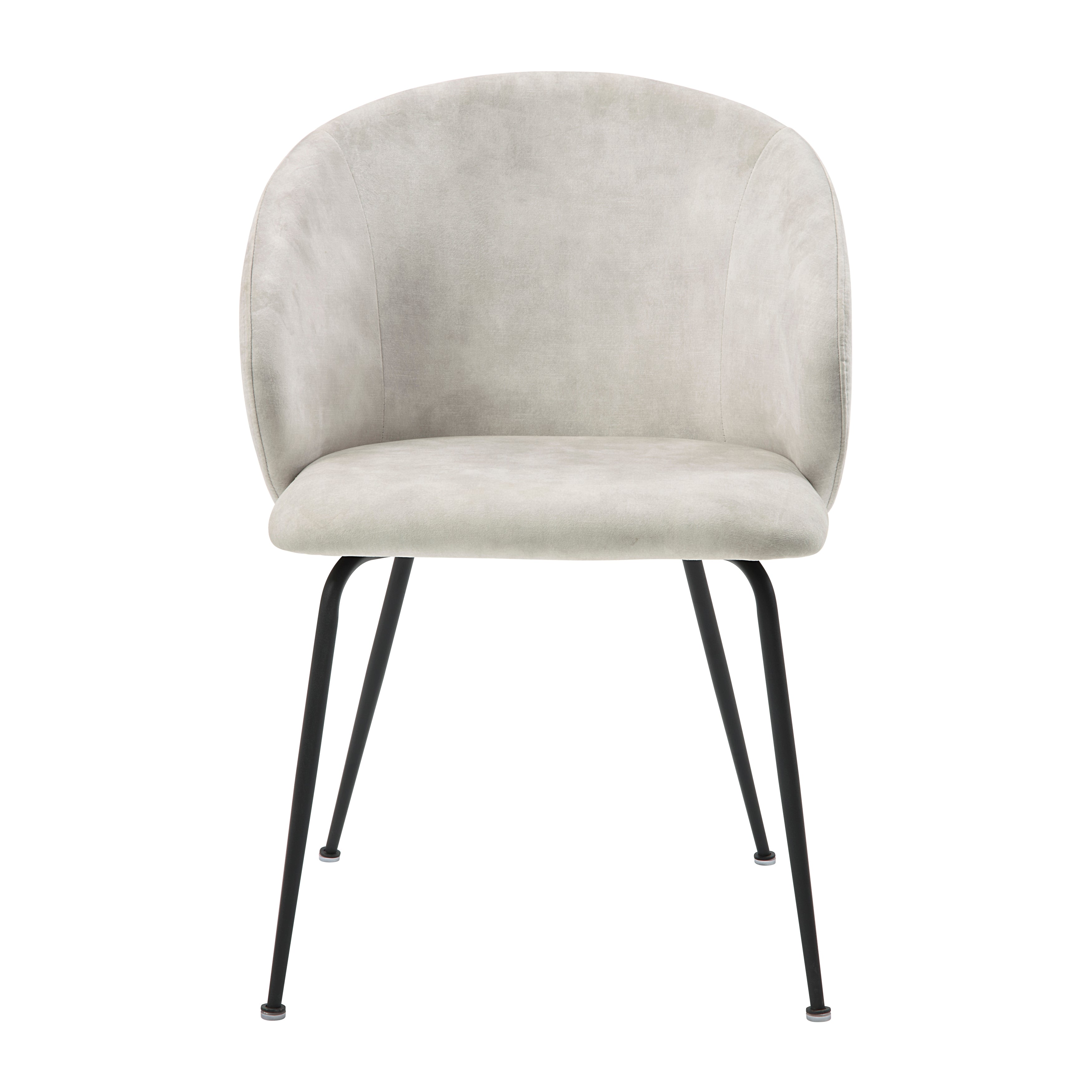 Beige Velvet Fabric Upholstery Side Chairs 2pc Set