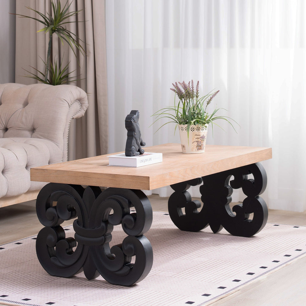 Black Scroll Base Coffee Table