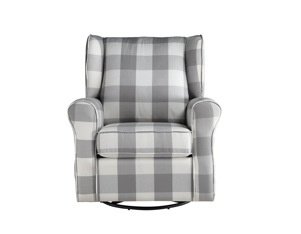 Patli Gray & White Fabric Glider Chair with Swivel
