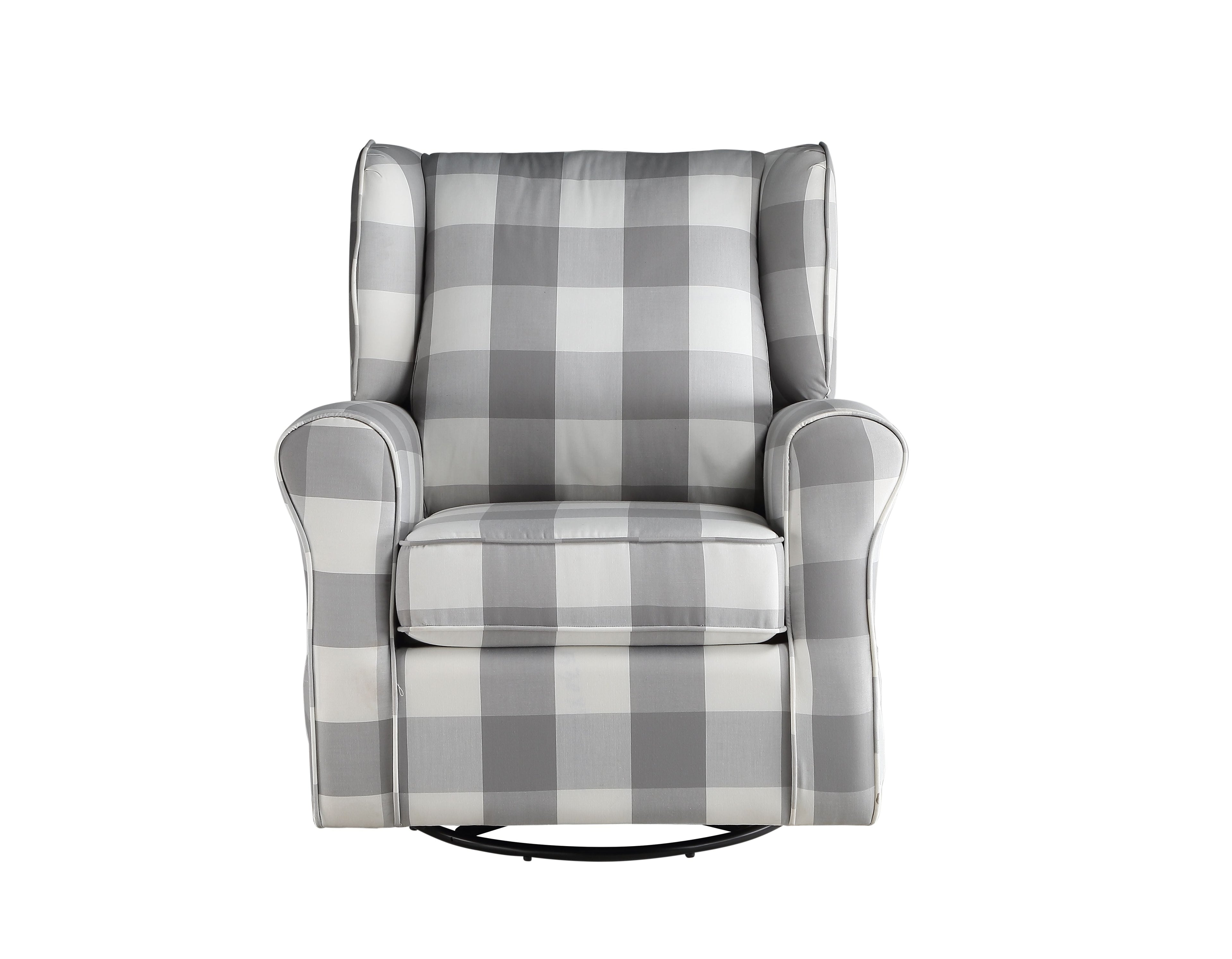 Patli Gray & White Fabric Glider Chair with Swivel