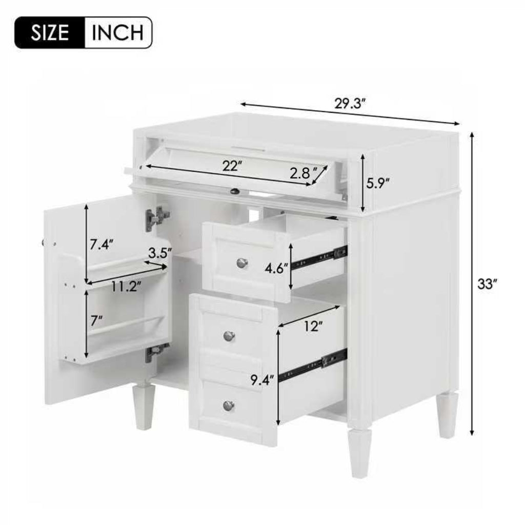 30" Bathroom Vanity without Top Sink