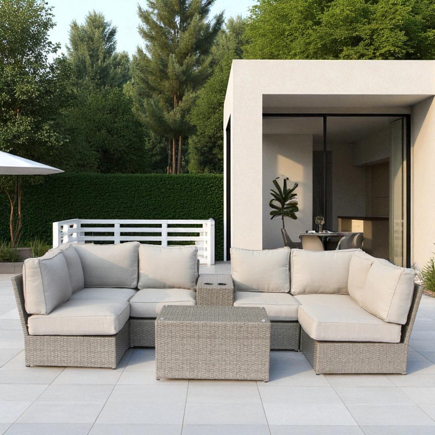 Outdoor 4-Person Sofa Seating Group – Pre-Assembled with Cushions