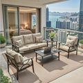 5-Piece Metal Patio Furniture Set, 5-Seat All-Weather Conversation Sofa