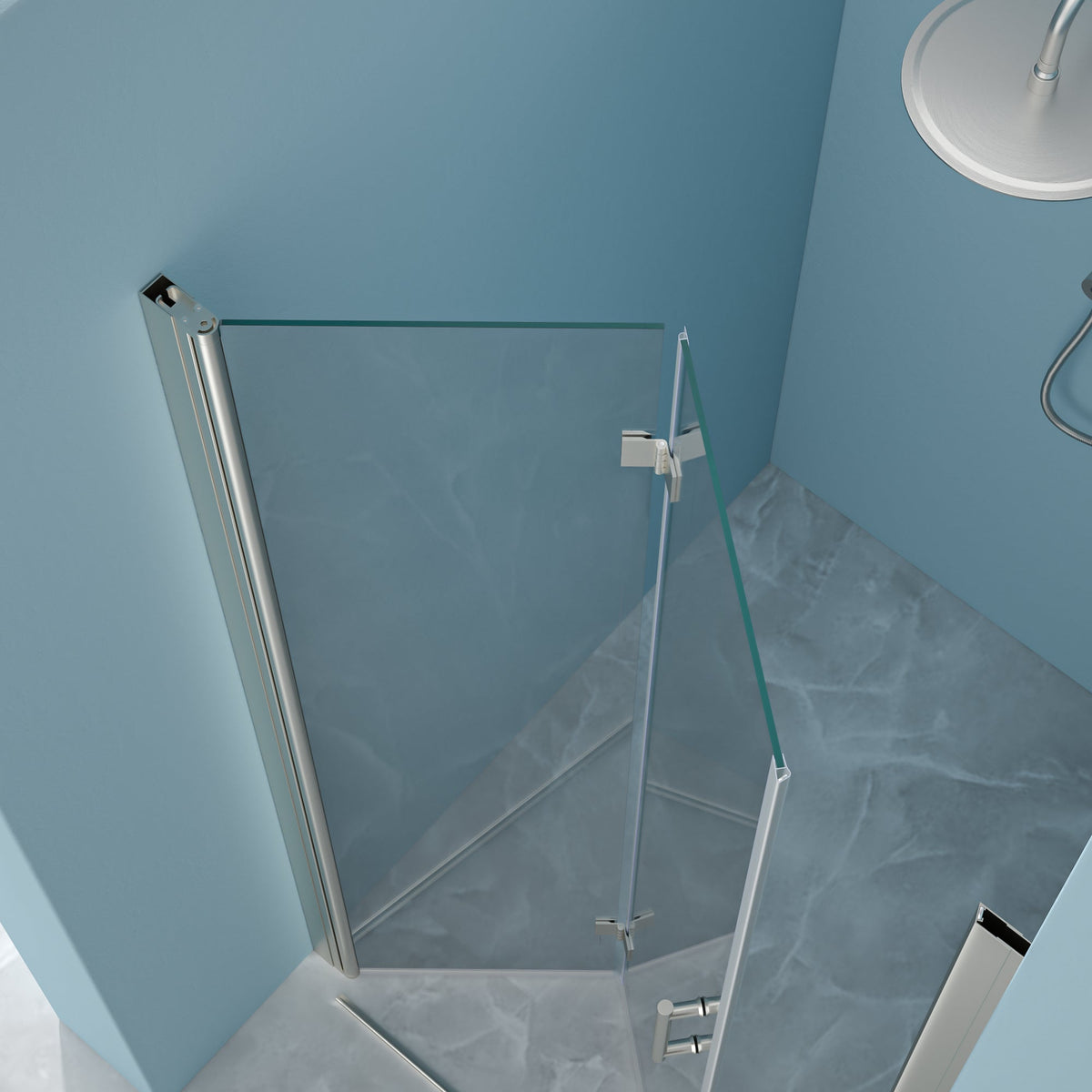 Fold Frameless Shower Door with Tempered Glass