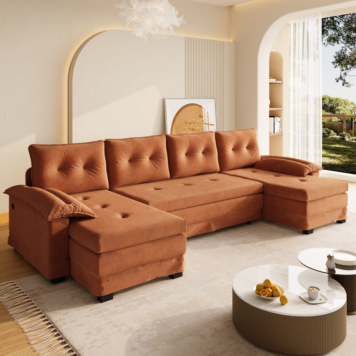U-Shaped Sleeper Sofa with Pull Out Bed