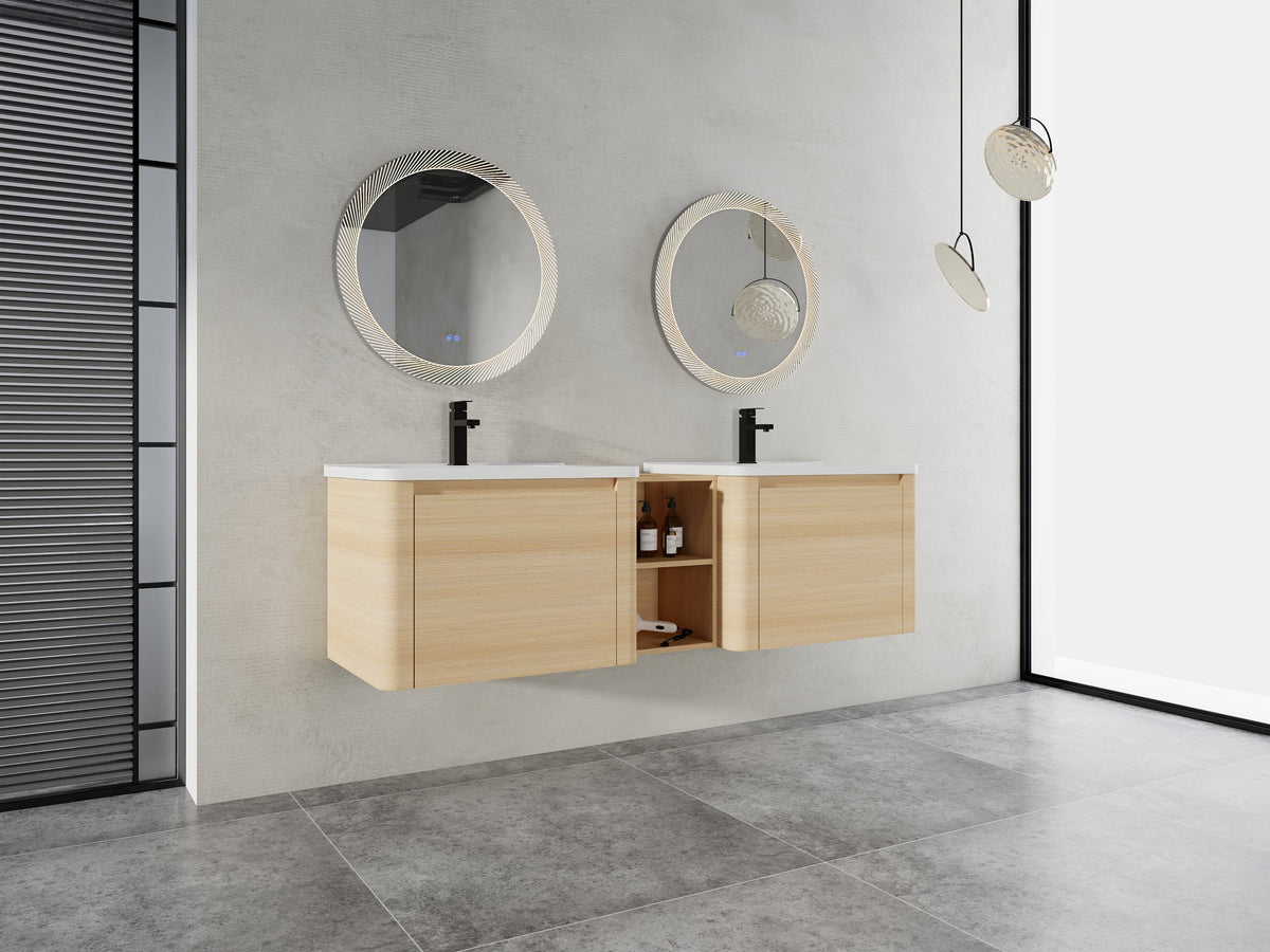 68" Wall-Mounted Bathroom Vanity