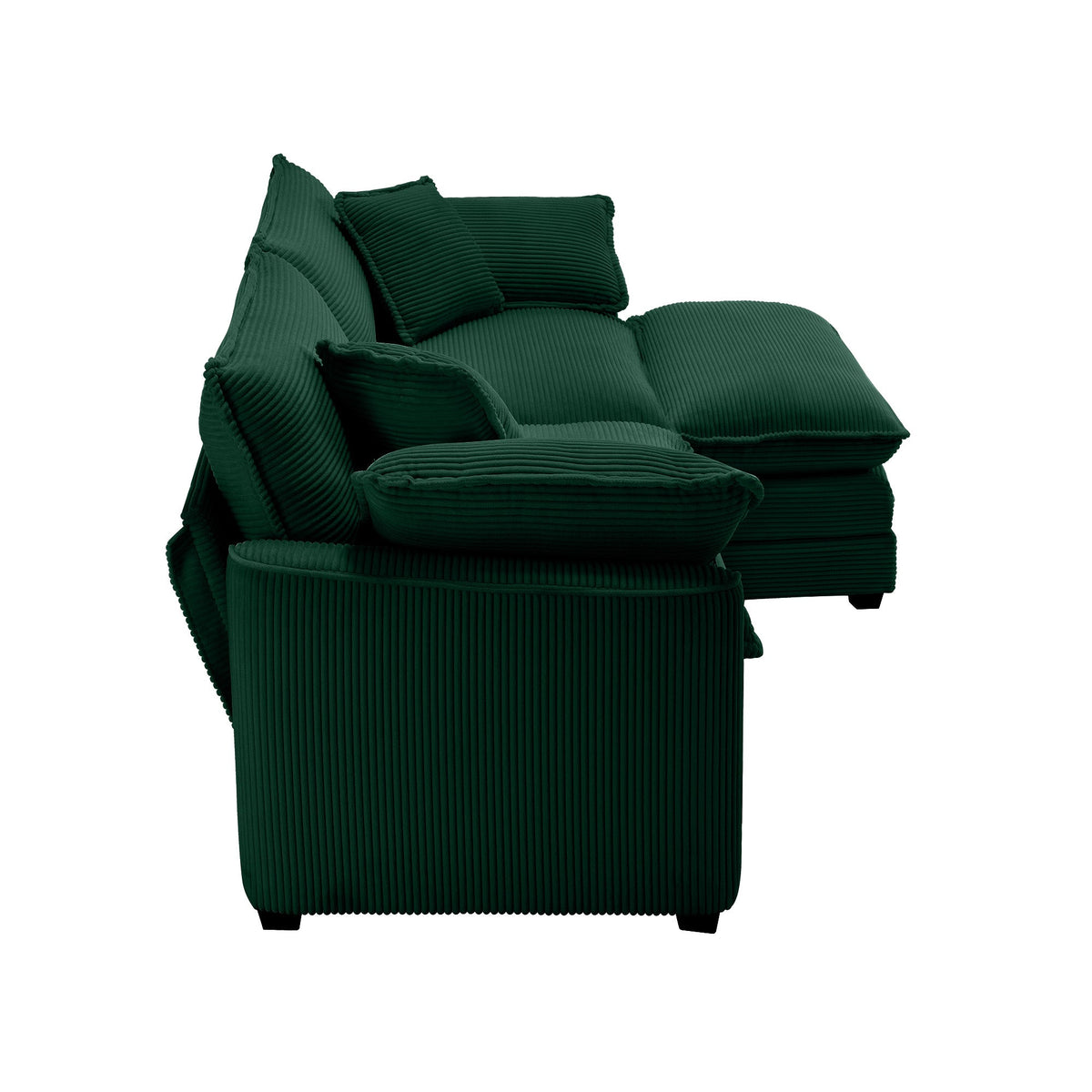 Corduroy Two-Seater Sofa with Ottoman