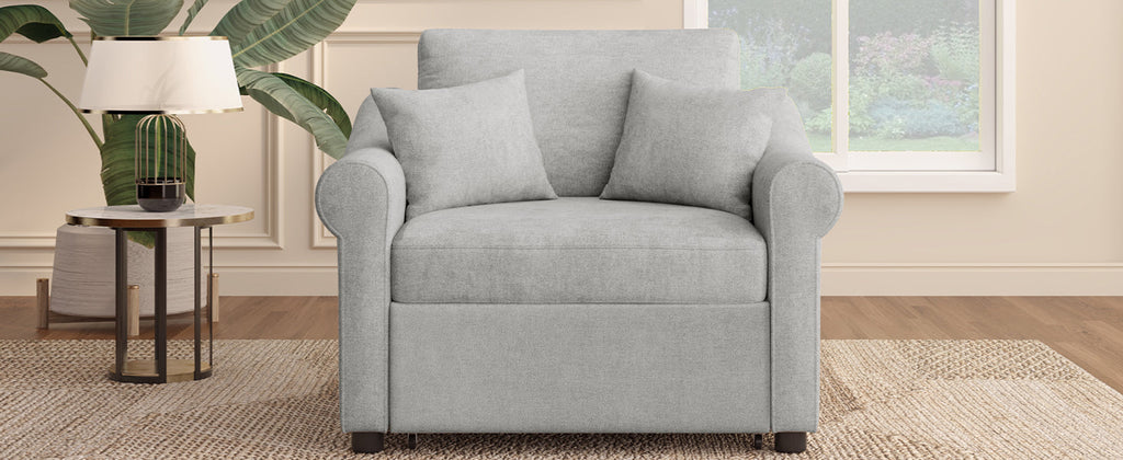 Chenille Convertible Sleeper Chair with Adjustable Backrest