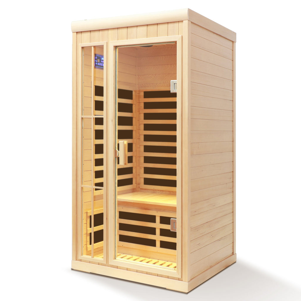 Deluxe One Person Hemlock Infrared Sauna Room with LED Colour Lights