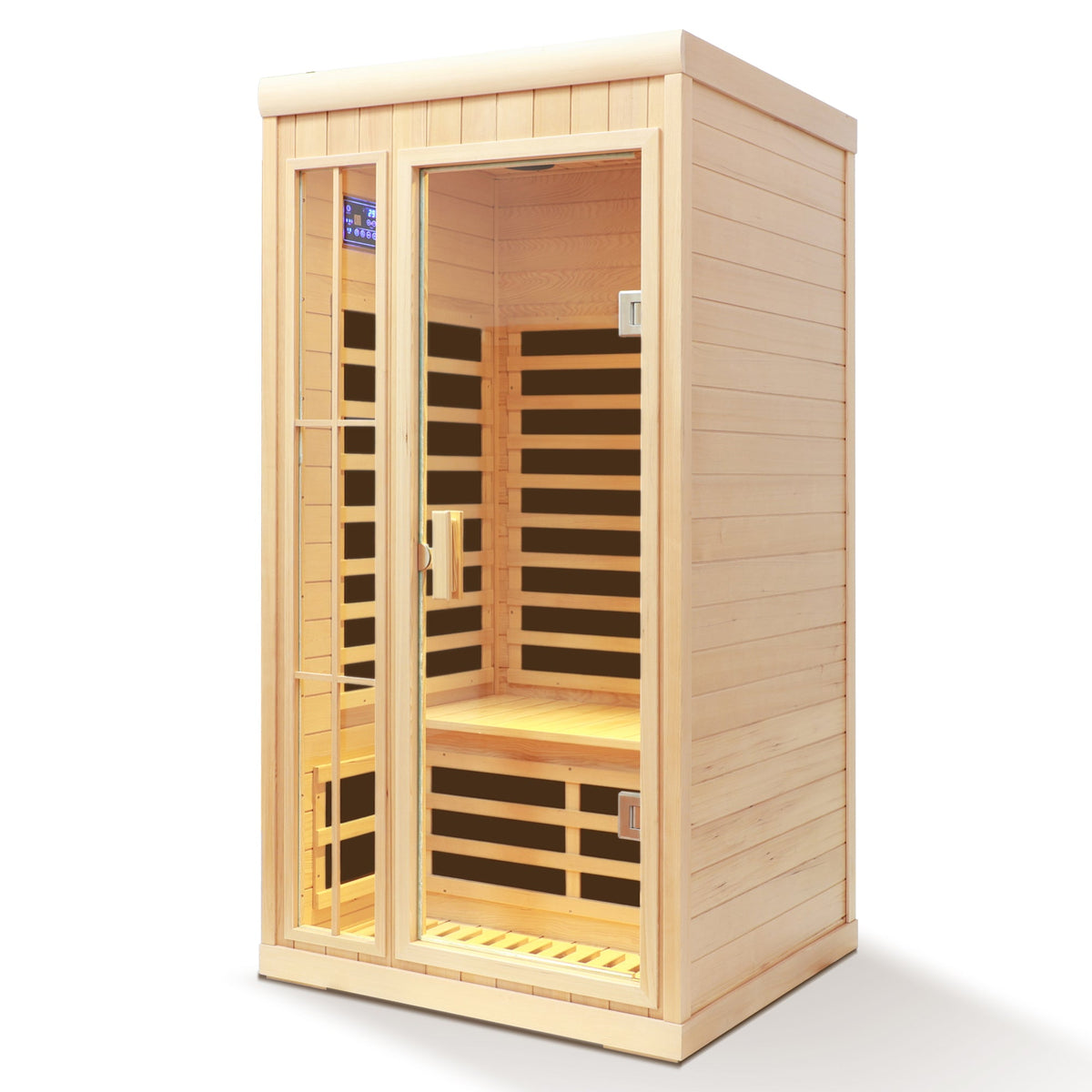 Deluxe One Person Hemlock Infrared Sauna Room with LED Colour Lights