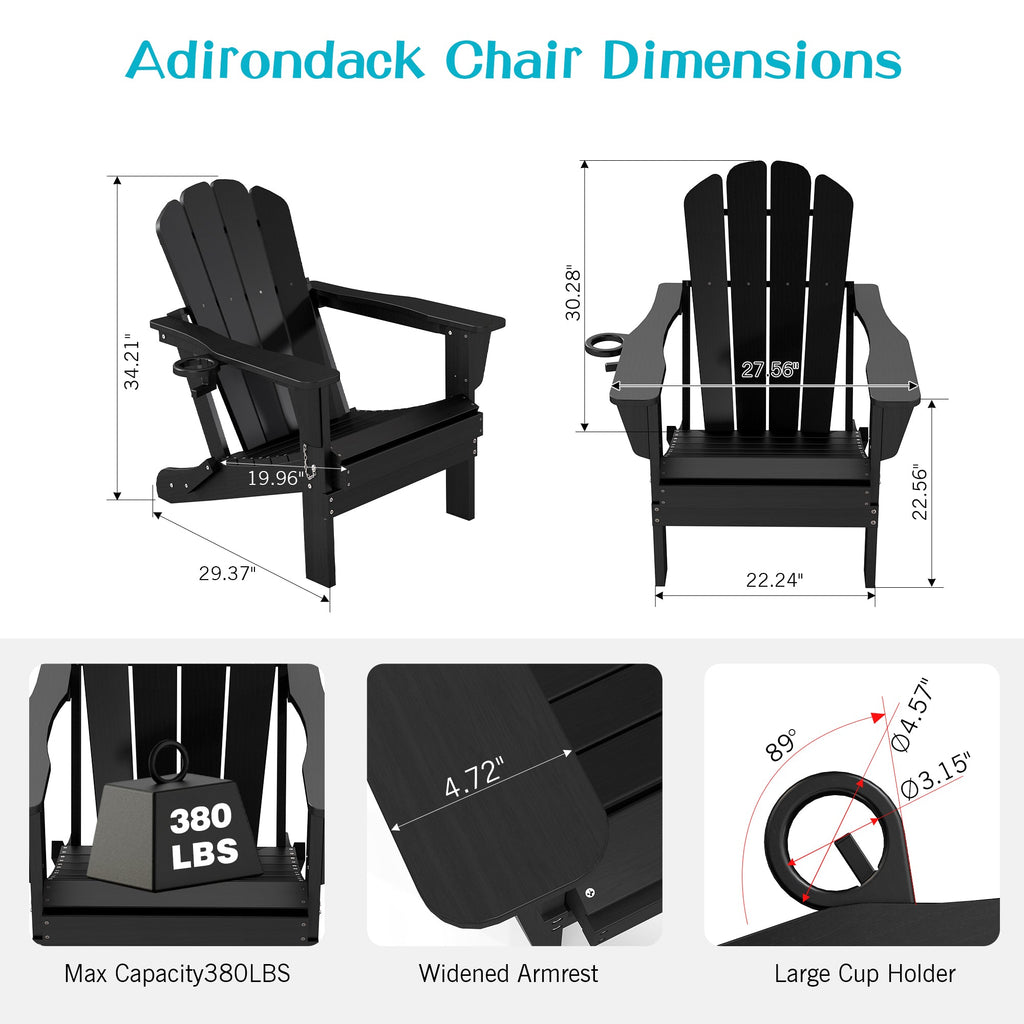 Adirondack Chairs Set of 2 in Black