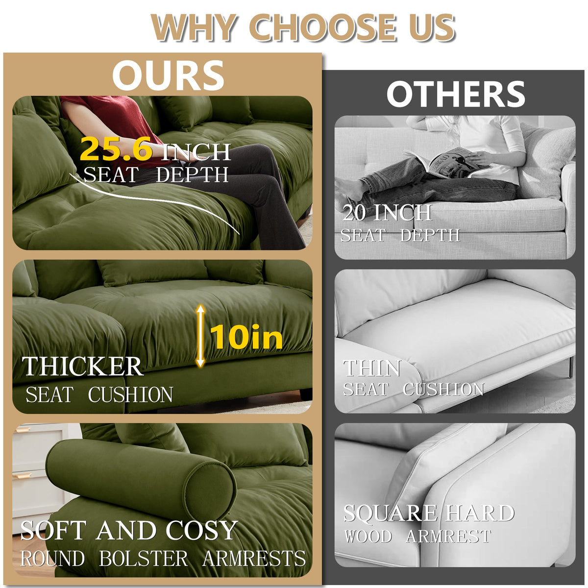 Over Size Modern Two-Seater Sofa with Ottoman