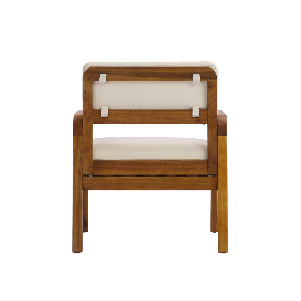 Outdoor Acacia Wood Armchair Set with Weather-Resistant Cushions
